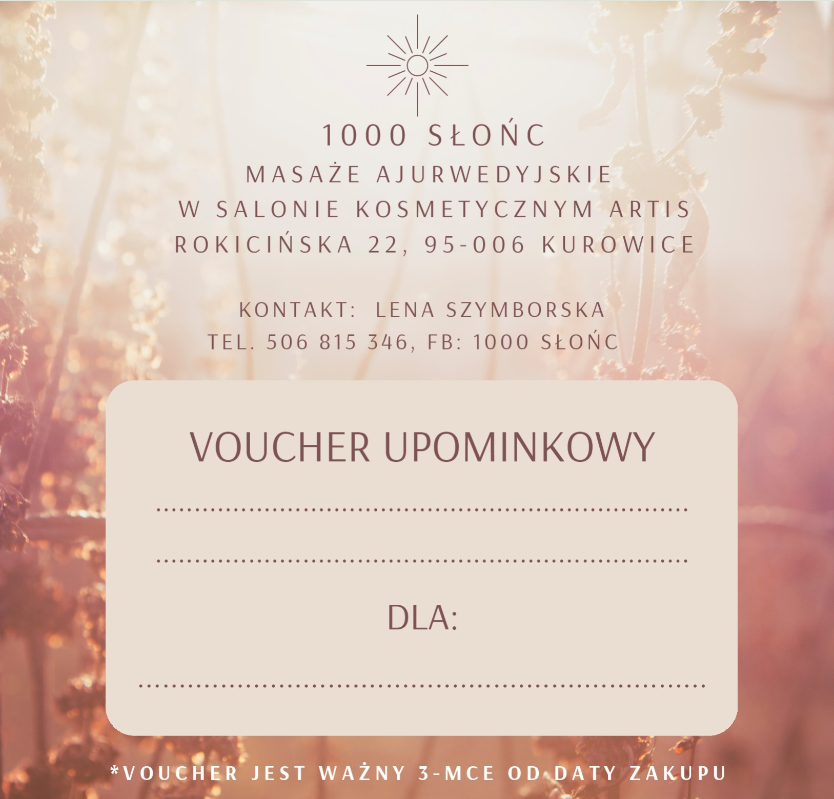 Voucher na masaż prezent dla mamy